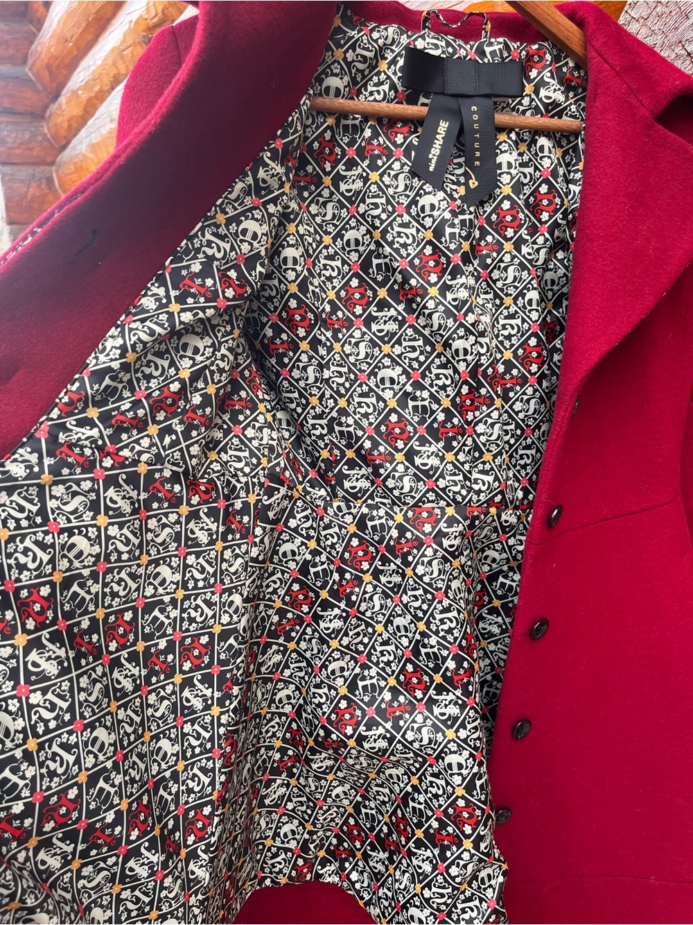 niniSHARE COUTURE Red Coat Size Medium Good Condition Designer Boutique - Picture 5 of 15